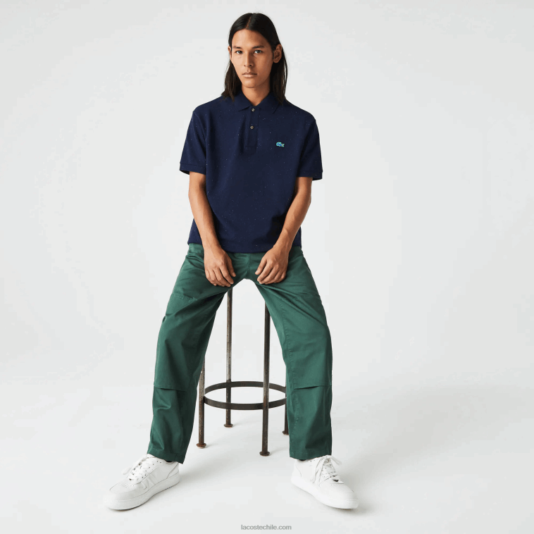hombres Lacoste azul marino 7cg polo de corte clásico en piqué de algodón con estampado moteado N6XZ2591
