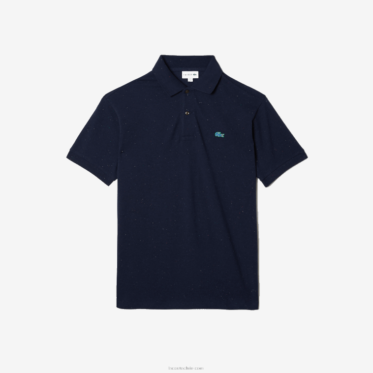 hombres Lacoste azul marino 7cg polo de corte clásico en piqué de algodón con estampado moteado N6XZ2591