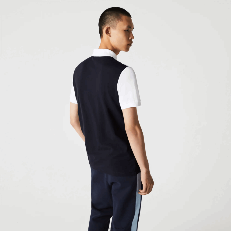 hombres Lacoste azul marino azul claro blanco tx4 Polo de piqué colorblock ligero y transpirable de corte regular N6XZ2867