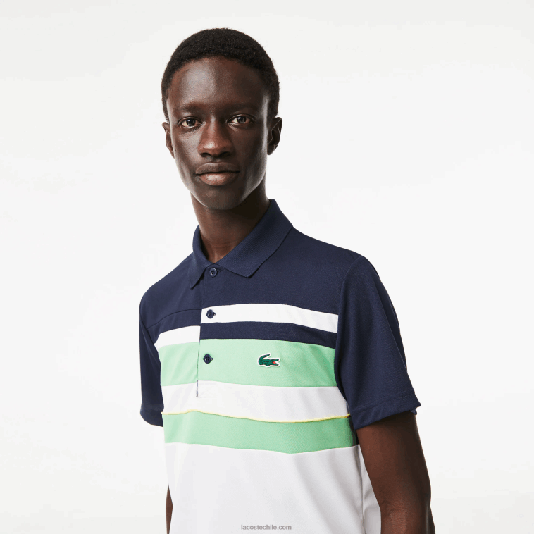 hombres Lacoste azul verde blanco t3i polo sport miami open edition a rayas N6XZ2238