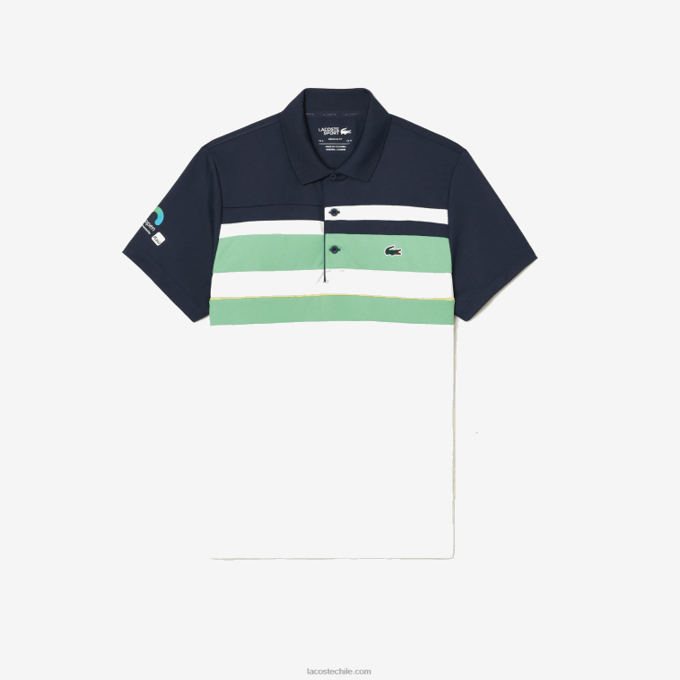 hombres Lacoste azul verde blanco t3i polo sport miami open edition a rayas N6XZ2238