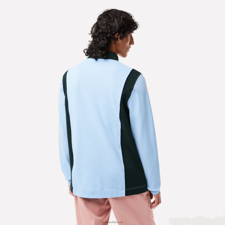 hombres Lacoste azul verde fl3 camiseta de rugby de algodón orgánico de manga larga N6XZ2544