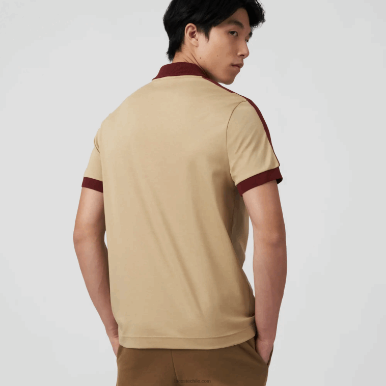 hombres Lacoste beige 02s polo de ajuste clásico con cuello en contraste N6XZ2580