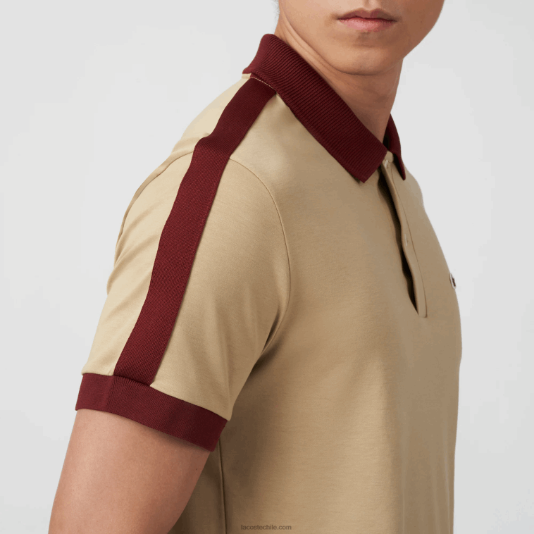 hombres Lacoste beige 02s polo de ajuste clásico con cuello en contraste N6XZ2580