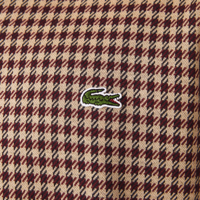 hombres Lacoste beige azul marino burdeos v40 polo de corte holgado con estampado de tartán N6XZ2924