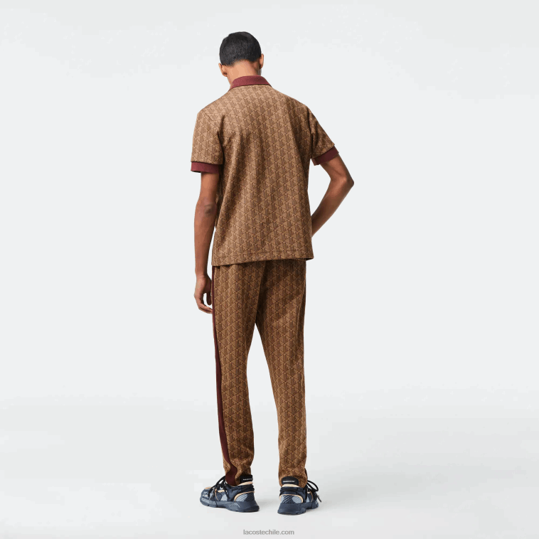 hombres Lacoste beige burdeos mkj polo de corte clásico con estampado de monograma N6XZ271