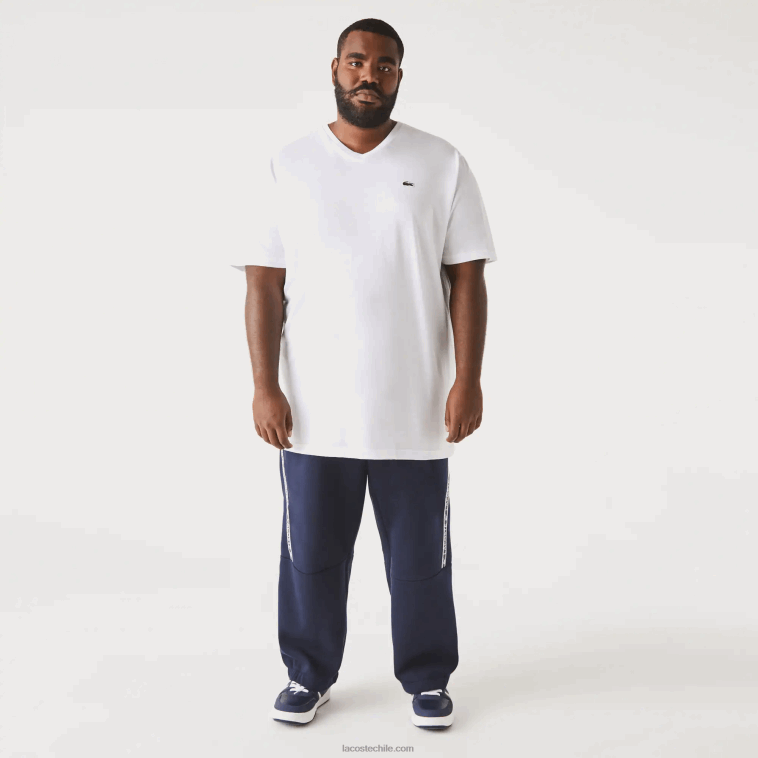 hombres Lacoste blanco 001 polo de algodón con cuello de pico de canalé regular fit (talla grande) N6XZ2707