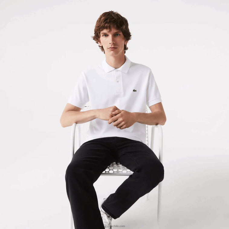 hombres Lacoste blanco 001 polo original l.12.12 con piqué de algodón grueso N6XZ2249