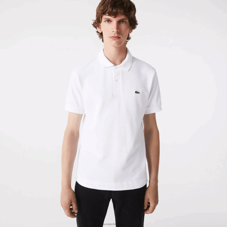 hombres Lacoste blanco 001 polo original l.12.12 con piqué de algodón grueso N6XZ2249