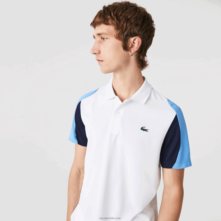 hombres Lacoste blanco azul marino 5yp Polo deportivo de tenis de piqué resistente a las carreras de ajuste regular N6XZ2556