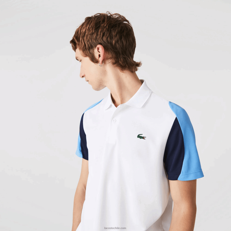 hombres Lacoste blanco azul marino 5yp Polo deportivo de tenis de piqué resistente a las carreras de ajuste regular N6XZ2556