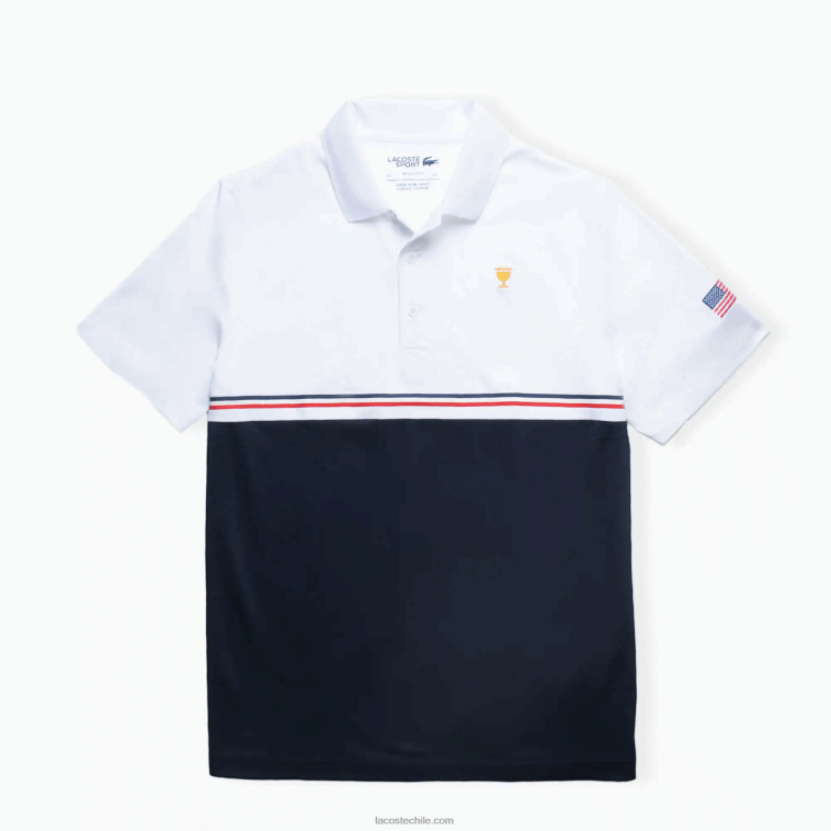 hombres Lacoste blanco azul marino rojo t56 polo deportivo copa presidentes N6XZ21218
