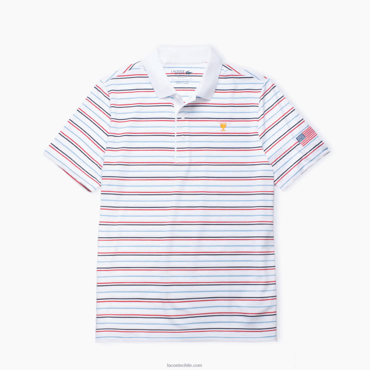 hombres Lacoste blanco azul marino rojo t57 polo sport a rayas de la copa presidente N6XZ21230