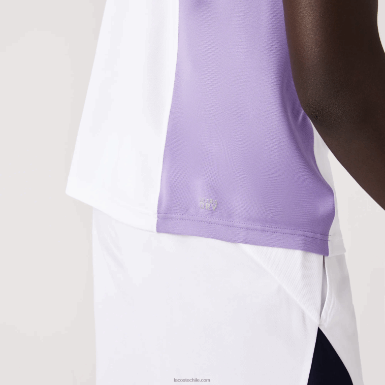 hombres Lacoste blanco azul marino violeta 6hu polo deportivo de tenis de piqué termorregulador N6XZ2779