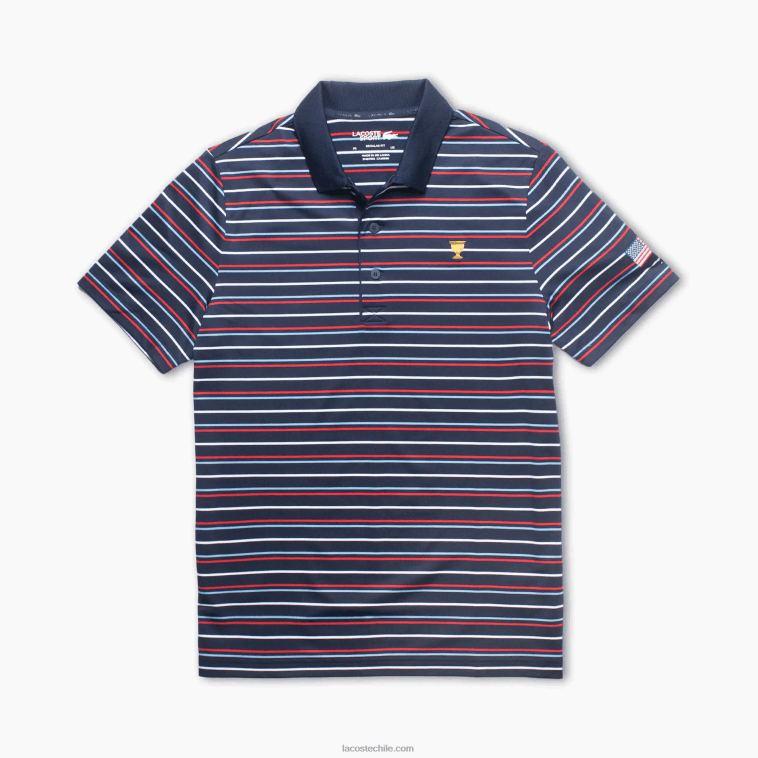 hombres Lacoste blanco rojo azul marino 9qh polo sport a rayas de la copa presidente N6XZ21229