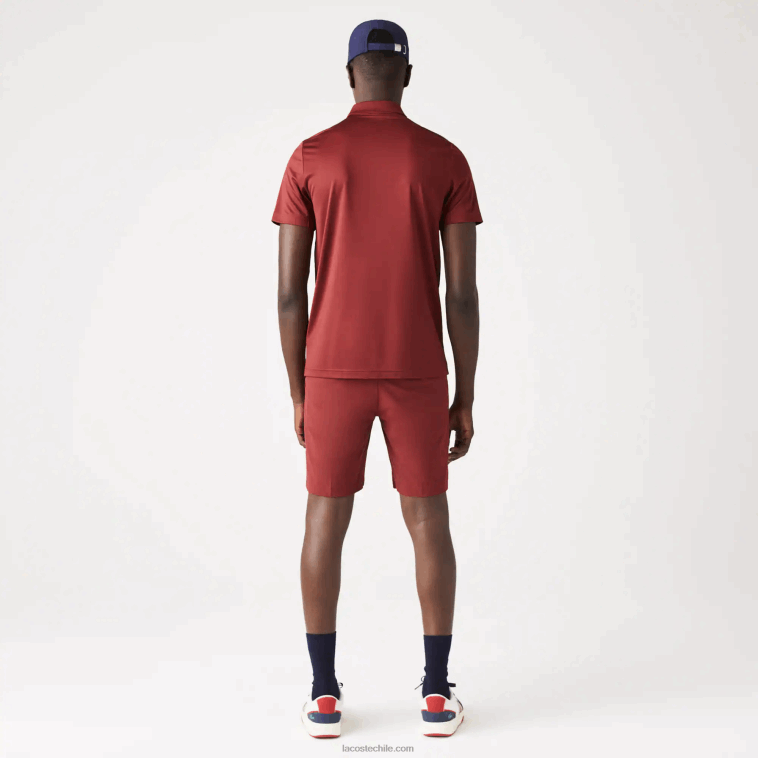 hombres Lacoste burdeos rojo verde azul yjy polo deportivo de golf con rayas tricolores N6XZ2825