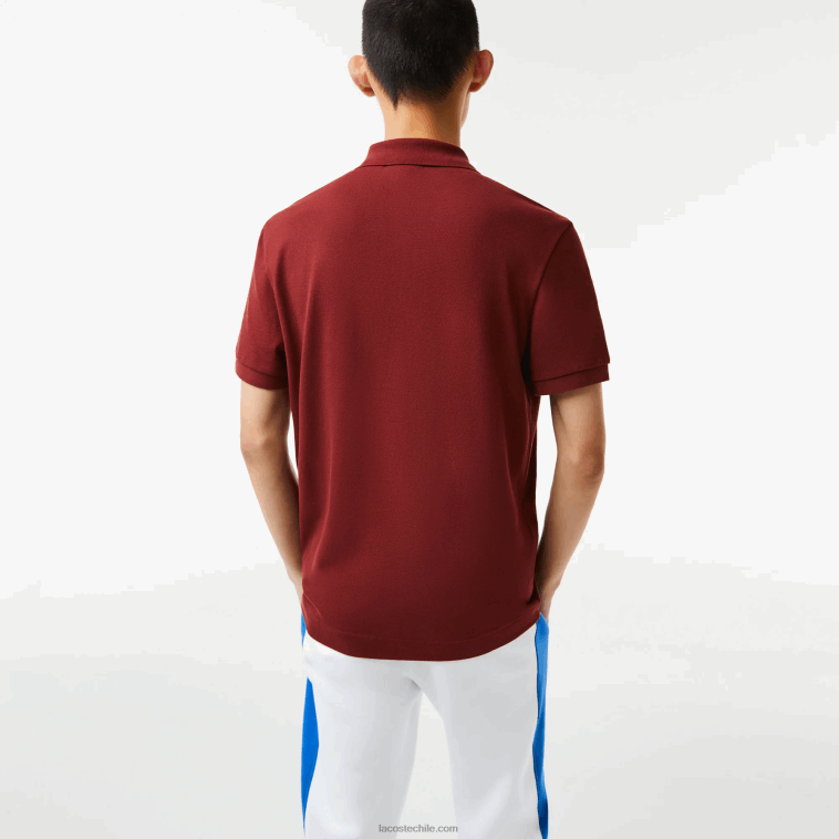 hombres Lacoste burdeos zs1 polo de petit piqué con letras en contraste de corte regular N6XZ2711