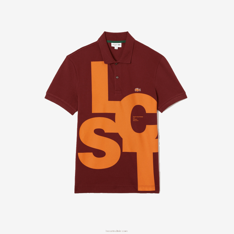 hombres Lacoste burdeos zs1 polo de petit piqué con letras en contraste de corte regular N6XZ2711
