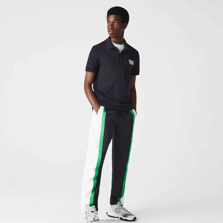 hombres Lacoste fondo azul marino polo de corte regular de piqué de algodón con insignia N6XZ2912