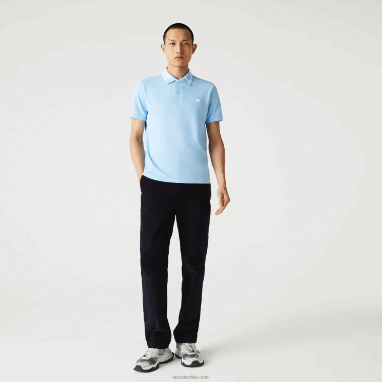 hombres Lacoste hbp azul polo de piqué ligero transpirable slim fit con letras en el cuello N6XZ2900