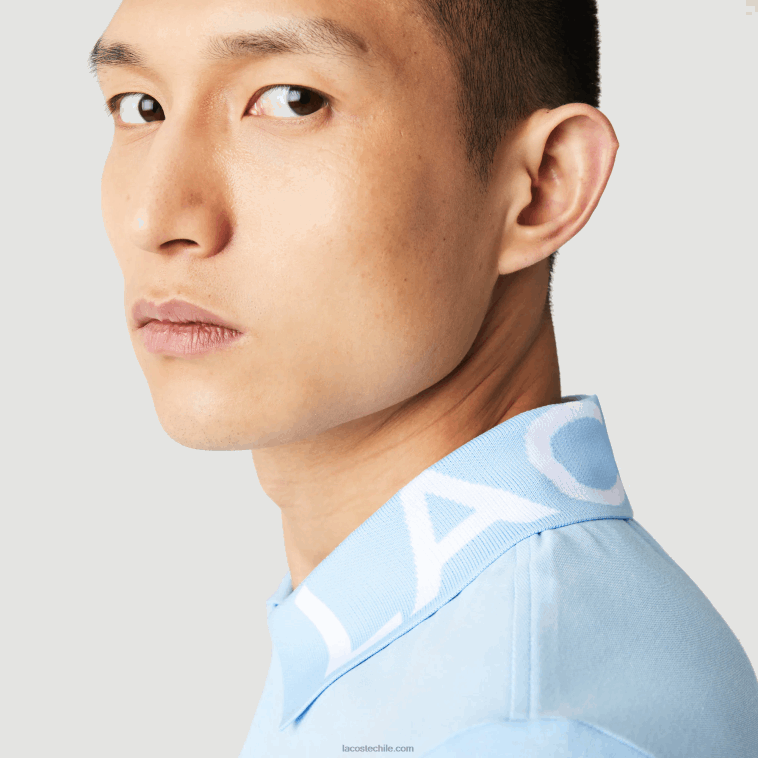 hombres Lacoste hbp azul polo de piqué ligero transpirable slim fit con letras en el cuello N6XZ2900