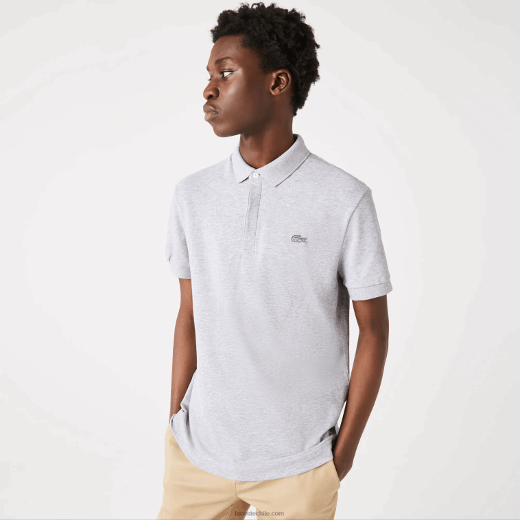 hombres Lacoste lomo gris cca polo de piqué de algodón elástico smart paris N6XZ2659