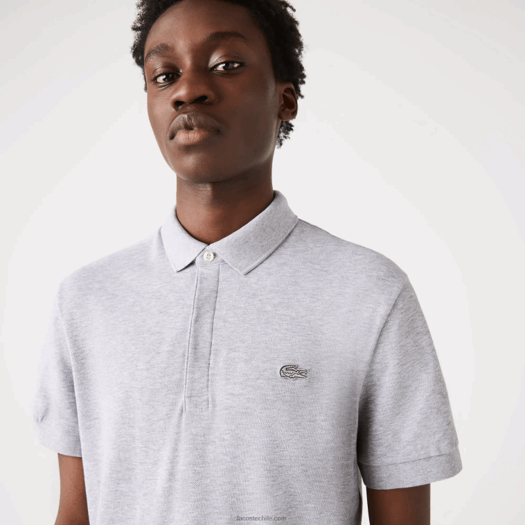 hombres Lacoste lomo gris cca polo de piqué de algodón elástico smart paris N6XZ2659
