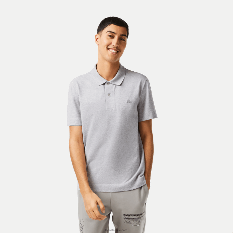 hombres Lacoste lomo gris cca polo de piqué de algodón transpirable de movimiento activo N6XZ2175