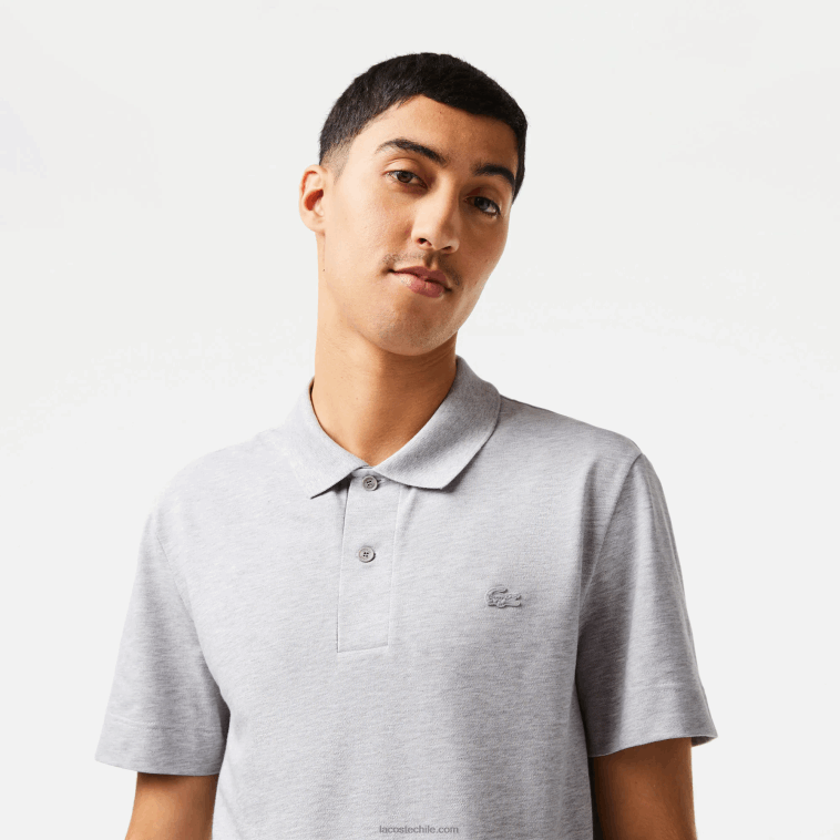 hombres Lacoste lomo gris cca polo de piqué de algodón transpirable de movimiento activo N6XZ2175