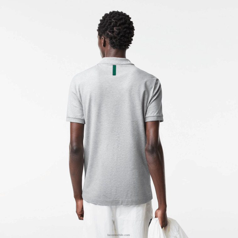 hombres Lacoste lomo gris cca polo de piqué elástico slim fit con logo N6XZ2778