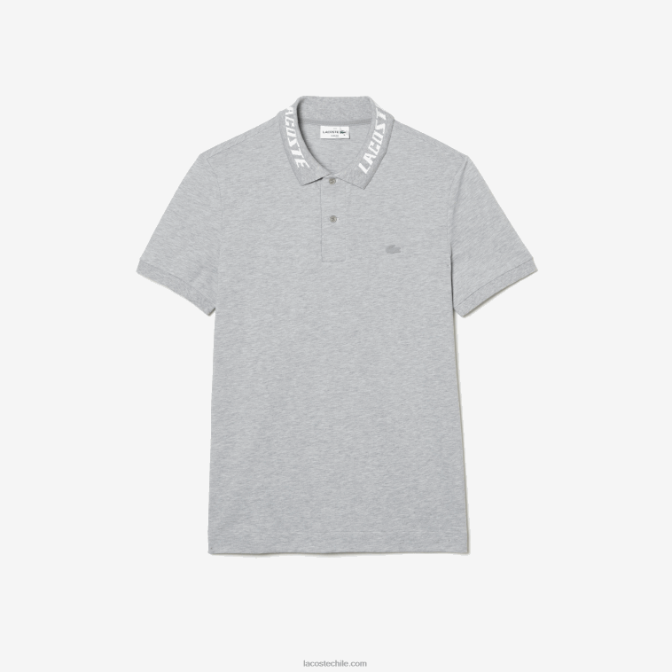 hombres Lacoste lomo gris cca polo de piqué elástico slim fit con logo N6XZ2778