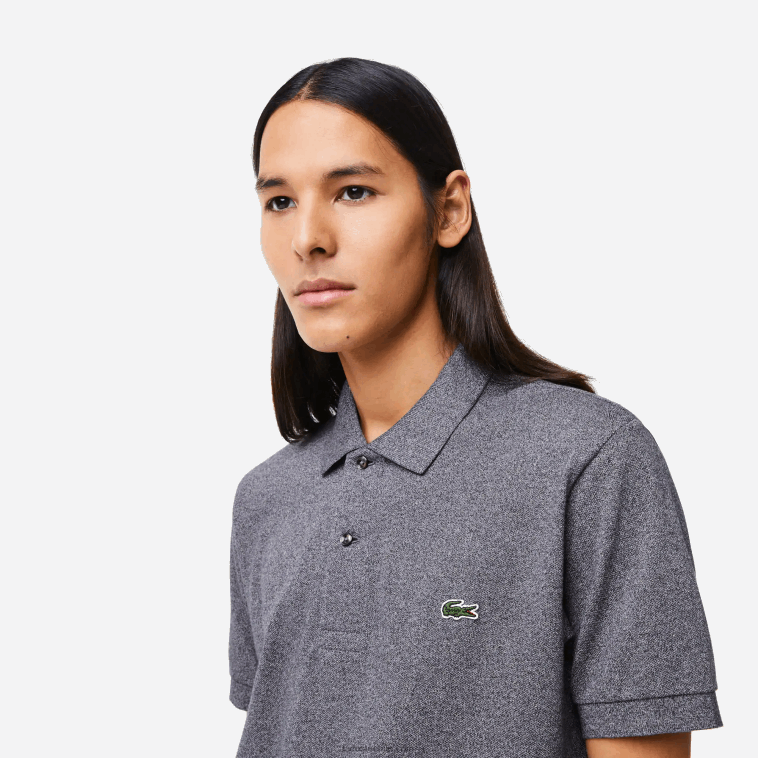 hombres Lacoste lomo gris e8g polo jaspeado original l.12.12 N6XZ2126