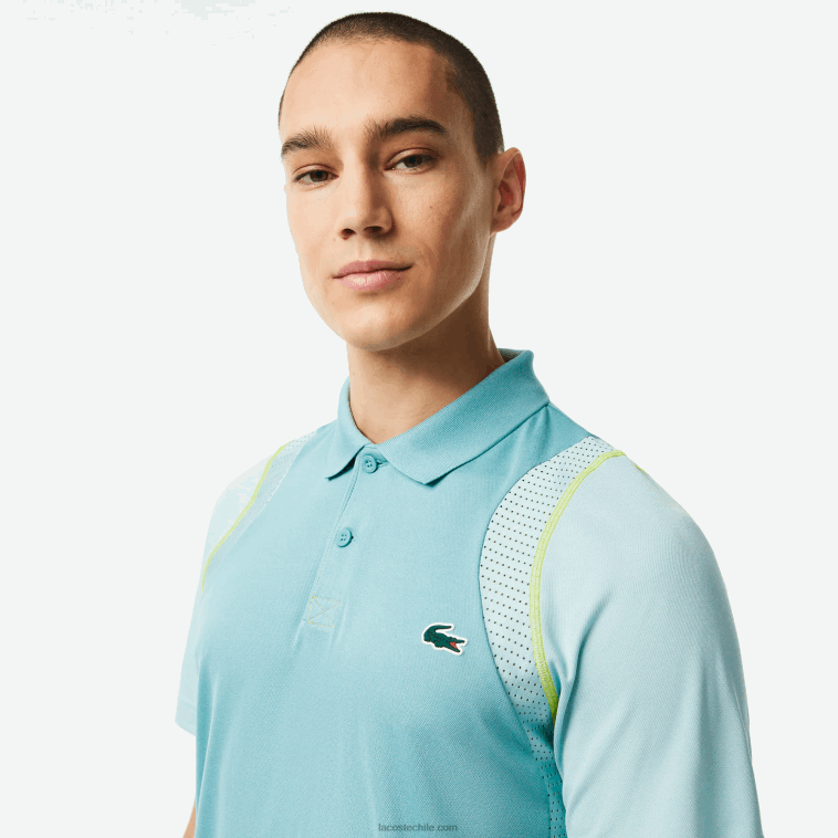 hombres Lacoste menta br8 polo de tenis de poliéster reciclado N6XZ284