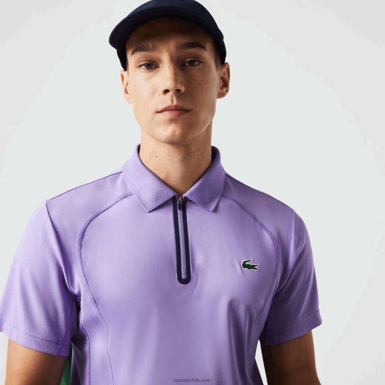 hombres Lacoste morado azul marino 6gp polo deportivo de tenis de piqué ultra-dry termorregulador N6XZ2869