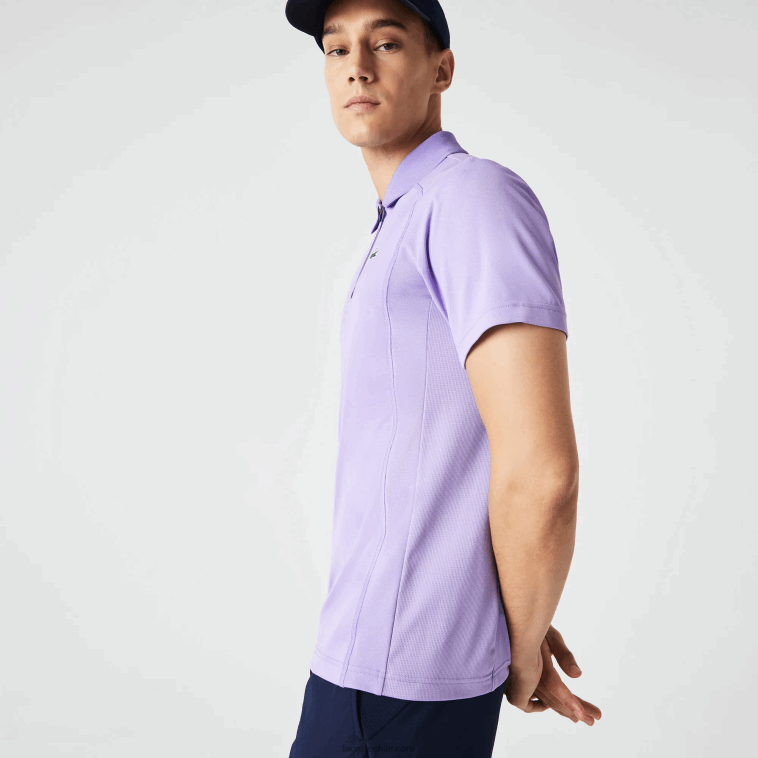 hombres Lacoste morado azul marino 6gp polo deportivo de tenis de piqué ultra-dry termorregulador N6XZ2869