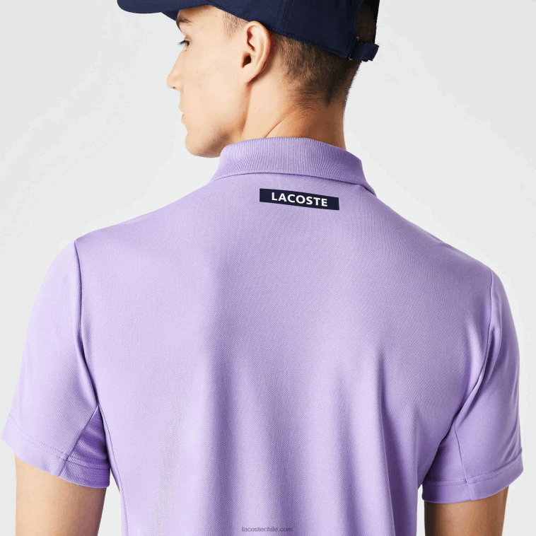 hombres Lacoste morado azul marino 6gp polo deportivo de tenis de piqué ultra-dry termorregulador N6XZ2869