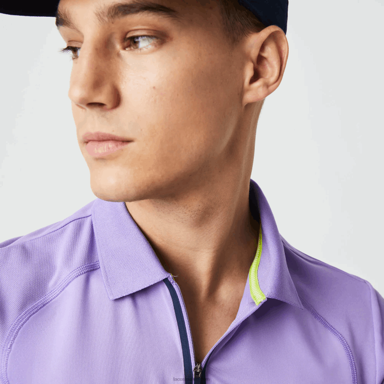 hombres Lacoste morado azul marino 6gp polo deportivo de tenis de piqué ultra-dry termorregulador N6XZ2869