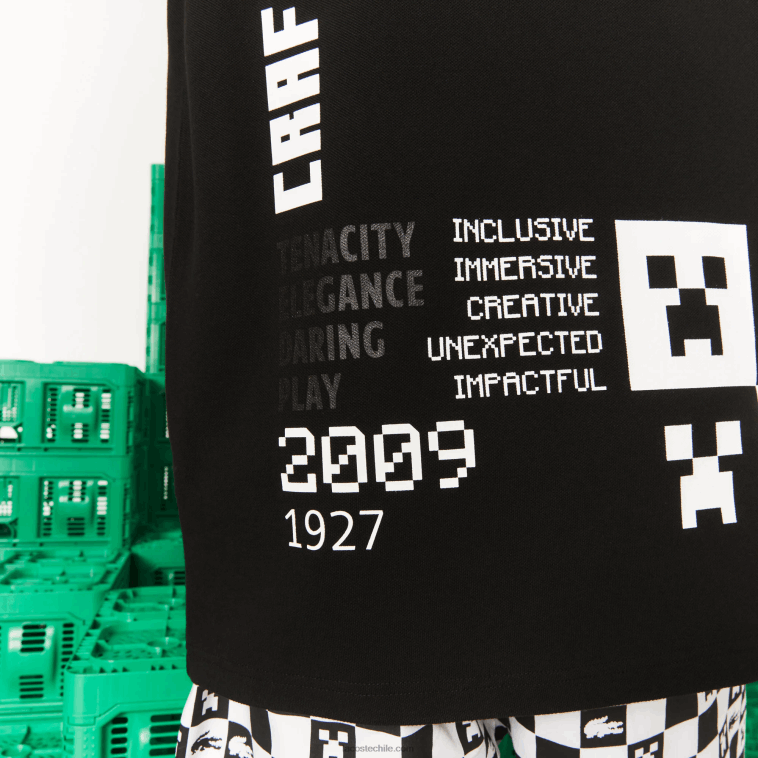 hombres Lacoste negro 031 polo de algodón orgánico de corte holgado live x minecraft N6XZ2938