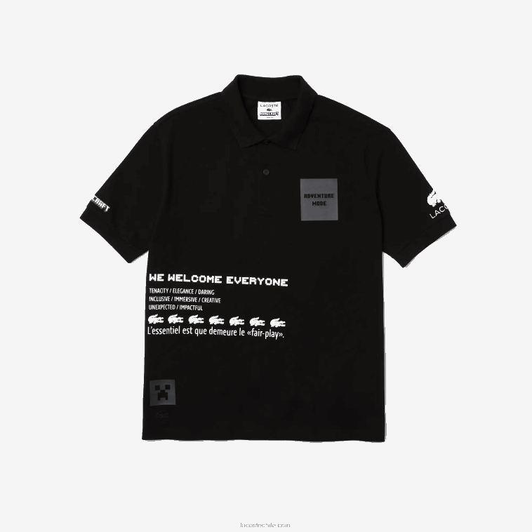 hombres Lacoste negro 031 polo de algodón orgánico de corte holgado live x minecraft N6XZ2938
