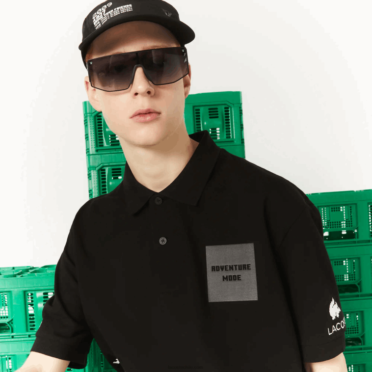 hombres Lacoste negro 031 polo de algodón orgánico de corte holgado live x minecraft N6XZ2938