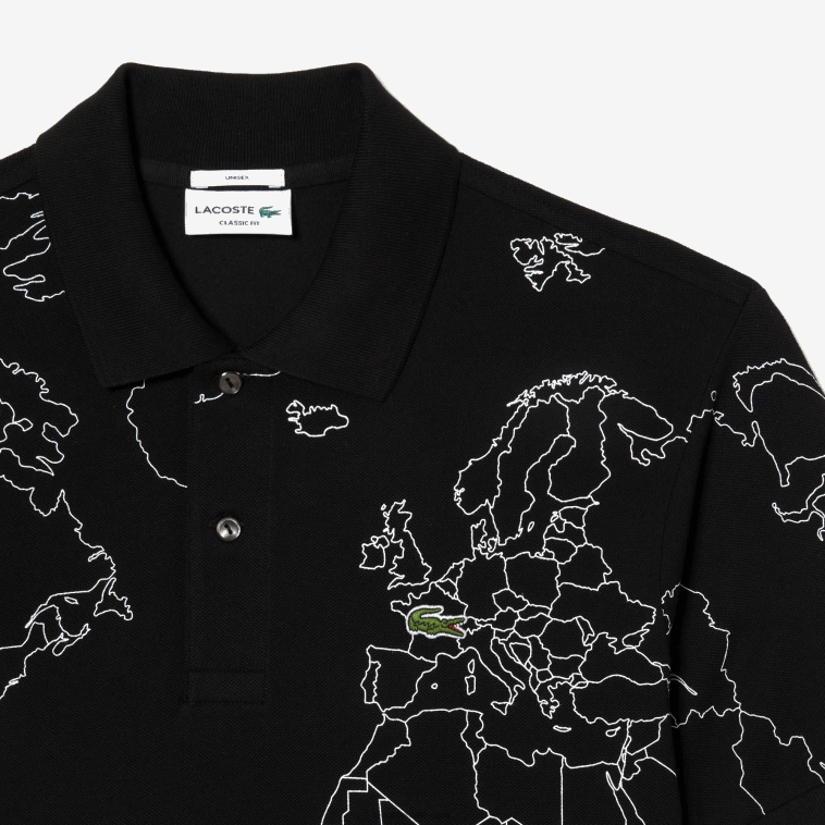 hombres Lacoste negro 031 polo de algodón orgánico estampado original l.12.12 N6XZ231