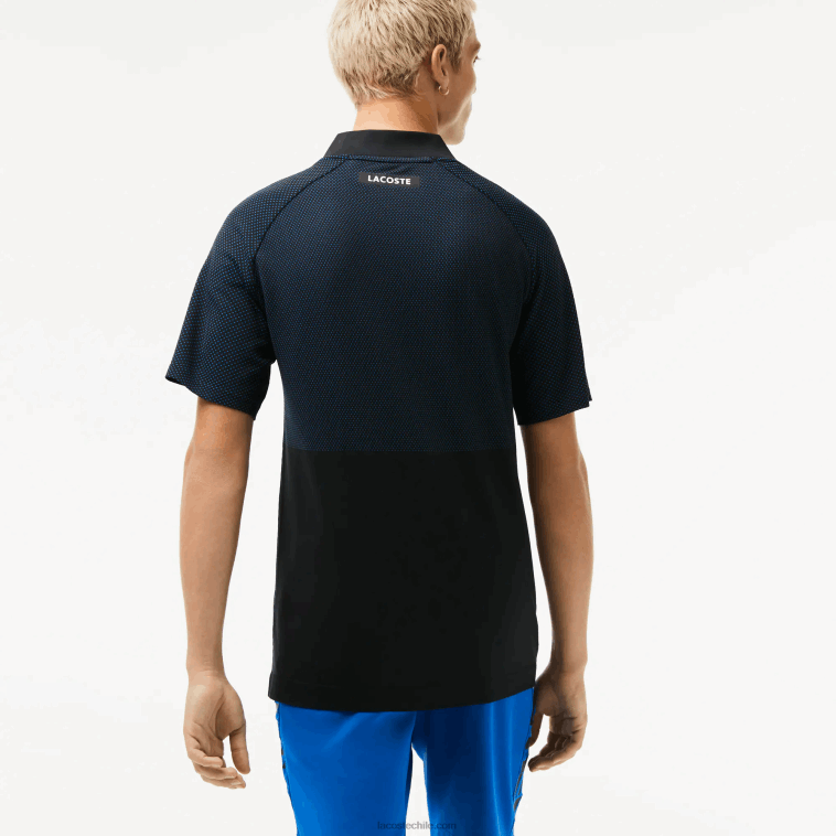 hombres Lacoste negro azul 985 Polo de tenis sport slim fit sin costuras N6XZ2770