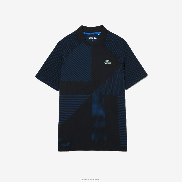 hombres Lacoste negro azul 985 Polo de tenis sport slim fit sin costuras N6XZ2770