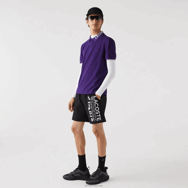 hombres Lacoste púrpura pfn polo de piqué elástico slim fit con logo N6XZ2776