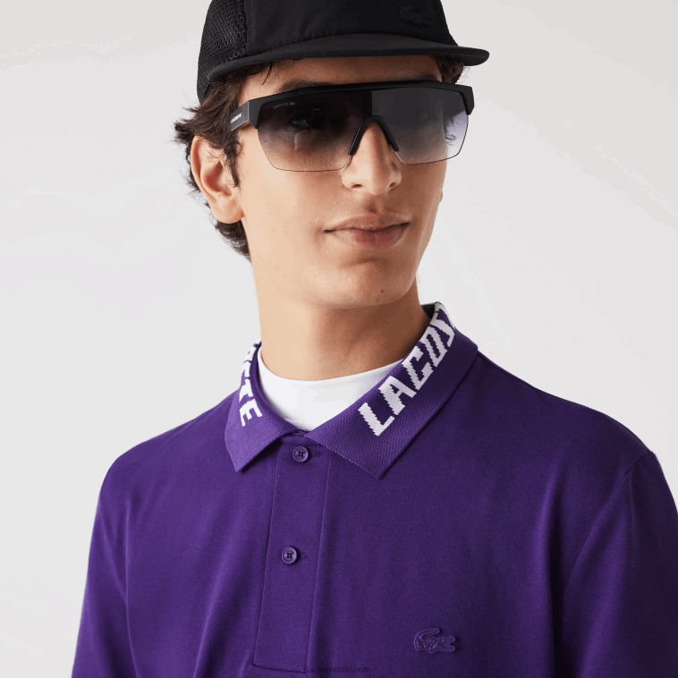 hombres Lacoste púrpura pfn polo de piqué elástico slim fit con logo N6XZ2776
