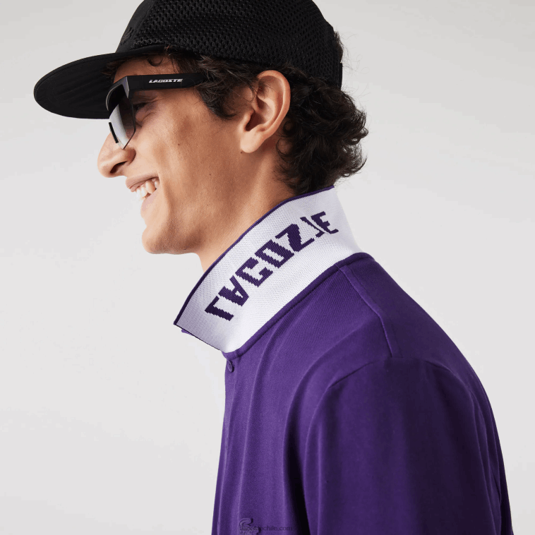 hombres Lacoste púrpura pfn polo de piqué elástico slim fit con logo N6XZ2776
