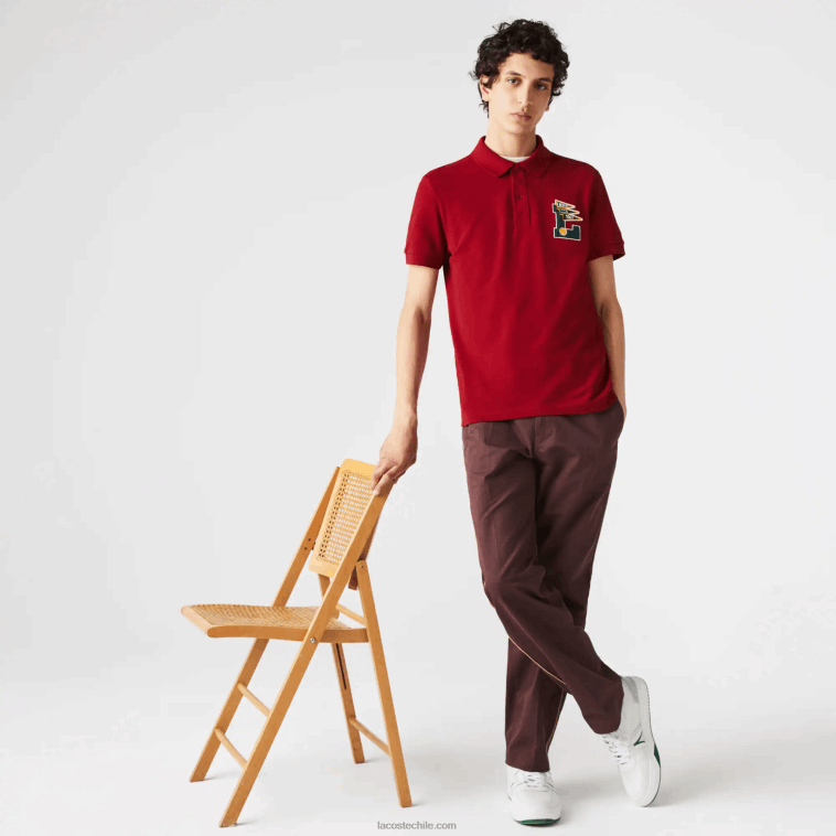 hombres Lacoste rojo 5sx Polo de corte regular en piqué de algodón con insignia L N6XZ2895