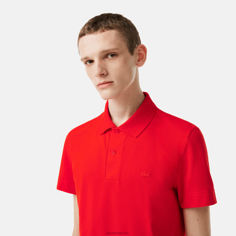 hombres Lacoste rojo s5h polo de piqué de algodón transpirable de movimiento activo N6XZ2172