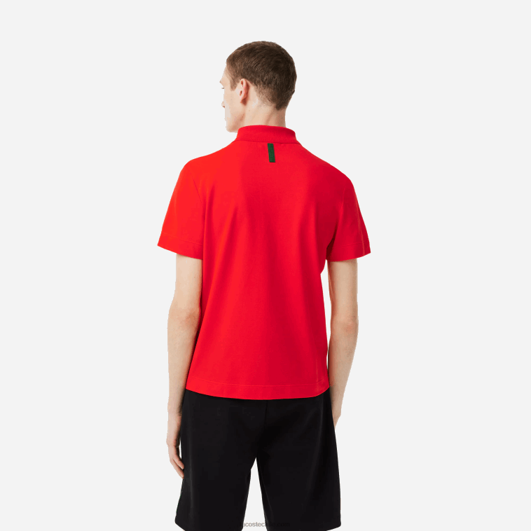 hombres Lacoste rojo s5h polo de piqué de algodón transpirable de movimiento activo N6XZ2172