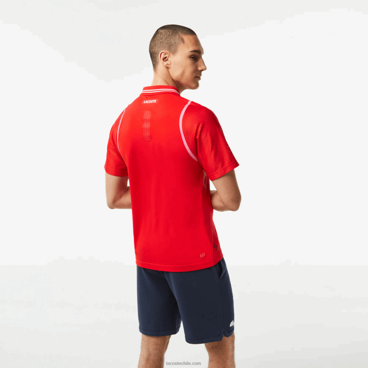 hombres Lacoste rojo s5h tenis x daniil medvedev polo N6XZ2233